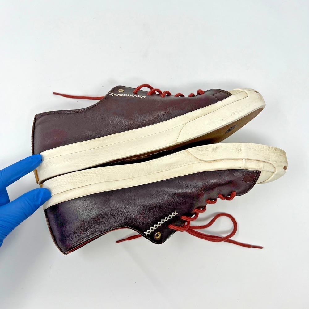 Converse Jack Purcell Leather Sneakers Brown Cross Stitch Mens 9 Womens 10.5 - Picture 11 of 11